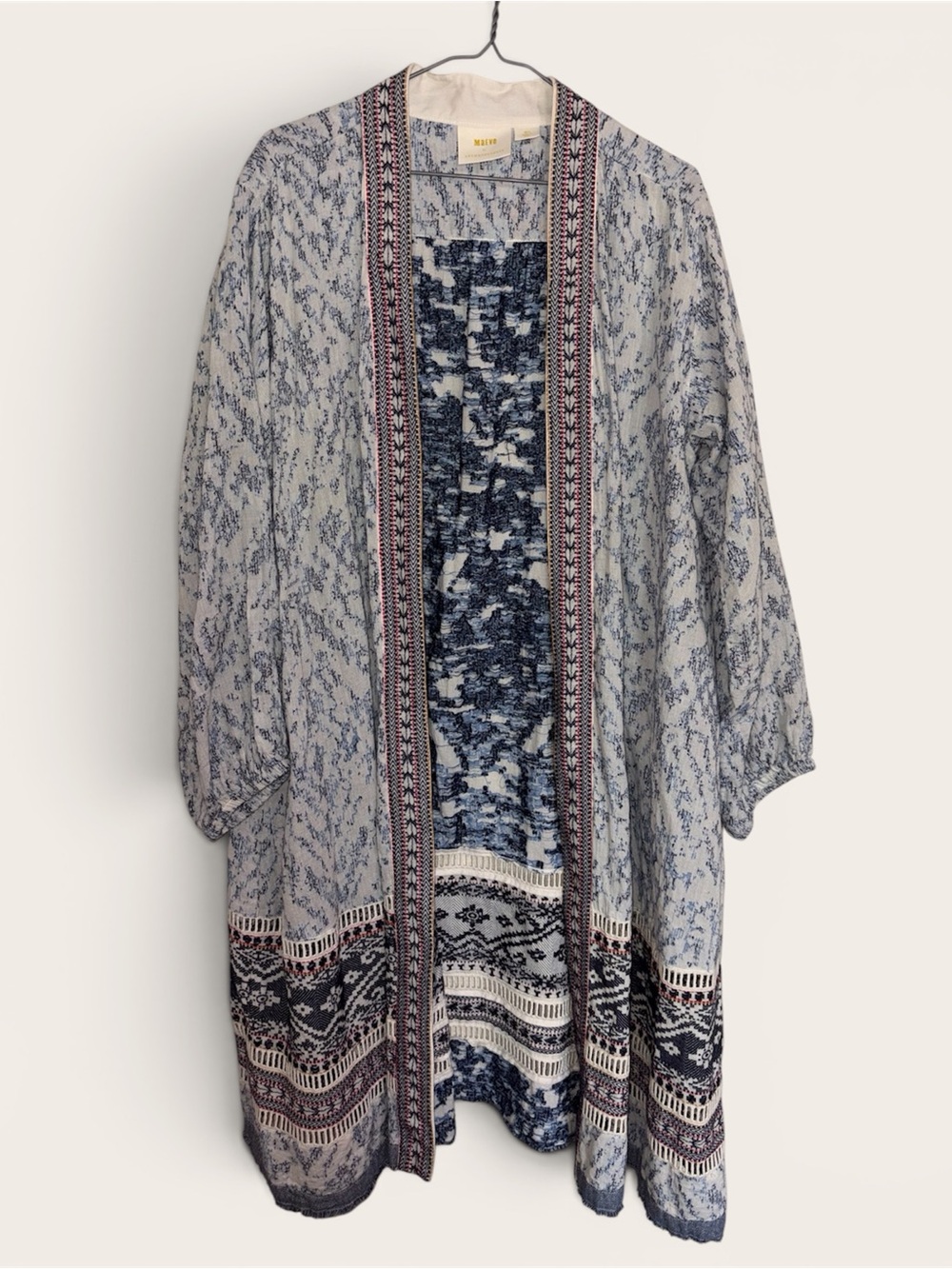 Maeve by Anthropologie Arwen Duster Jacket Mixed Prints Cardigan M/L